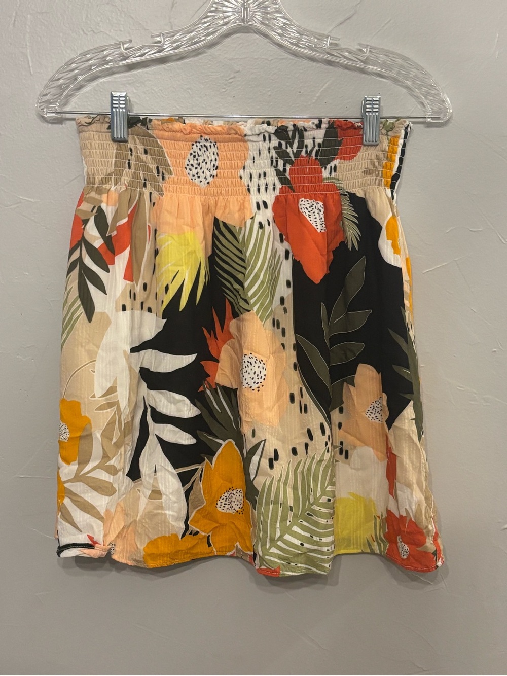 Floral Smocked Waist Midi Skirt - Black Multi